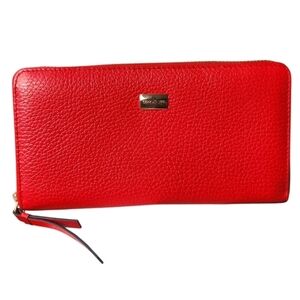 Cerruti 1881 Red Pebbled Leather Zip Around Long Wallet